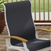 Belle Isle Ding Chair in Snow, Rustic Teak, and Moments Navy Sling