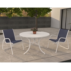 Telescope Casual Gardenella Patio Dininig Set in White with Navy Slings - In Stock - TC-QS-SET42