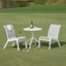 Armless marine grade polymer dining chair with sling seating